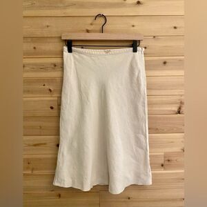 Malo Size 40 (6) Linen Skirt Cream Colored A Line Knee Length Made In Italy